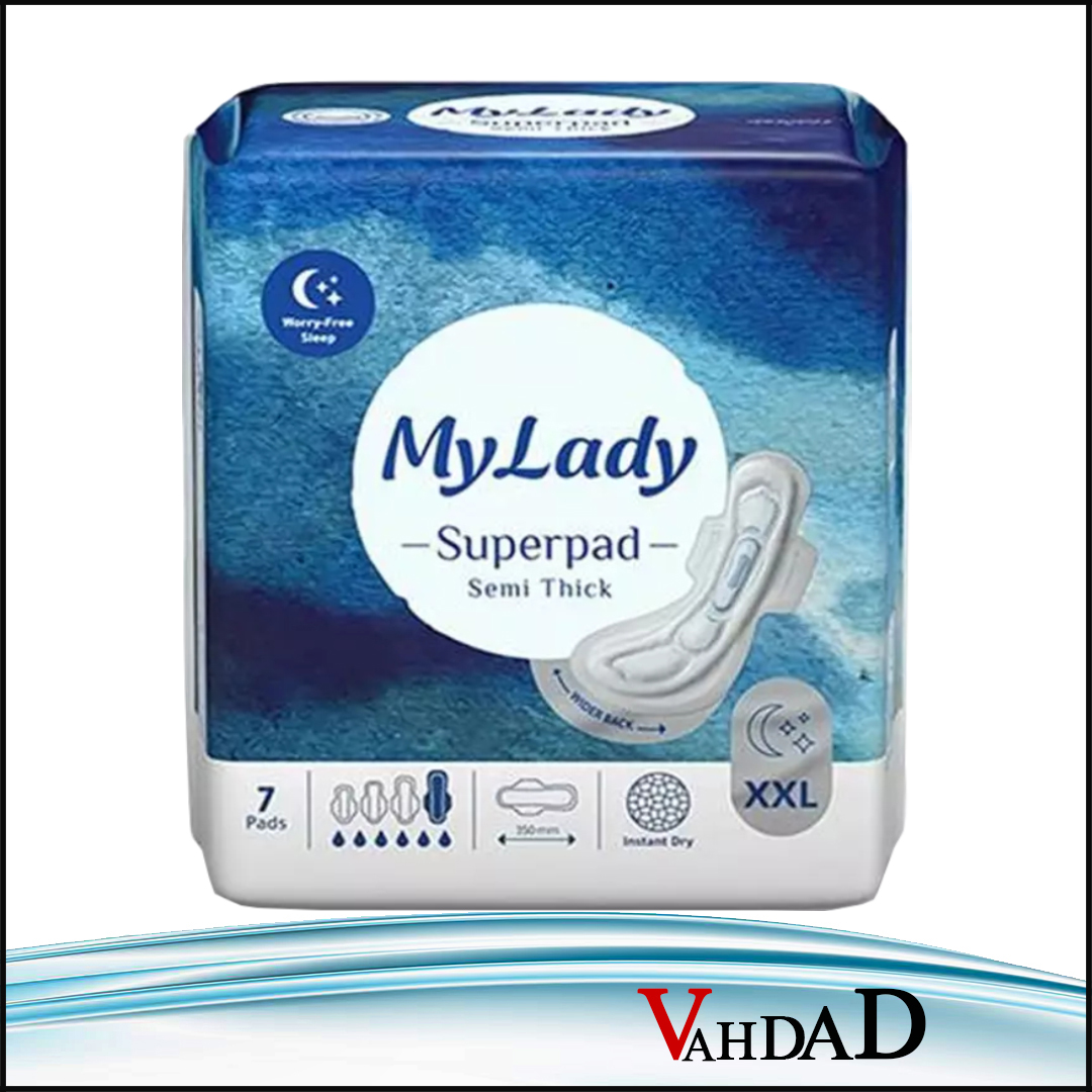 نوار مکسی مسافرتی نیمه ضخیم مشبک شب سایز XXL تعداد 7 عددی مای لیدی خرید نوار بهداشتی مسافرتی مکسی مای لیدی